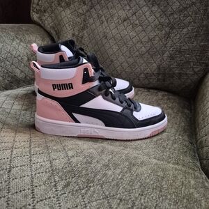 Puma Black and Pink High-Top Sneakers